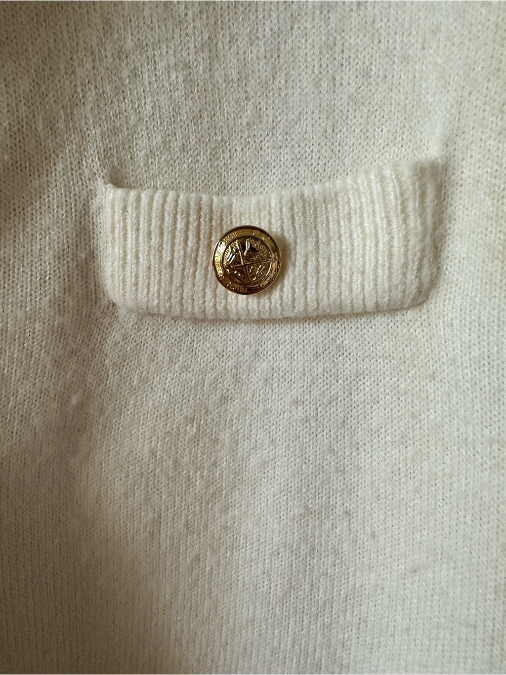 Cream Button-Front Women's Cardigan with Gold Buttons - Picture 5 of 8
